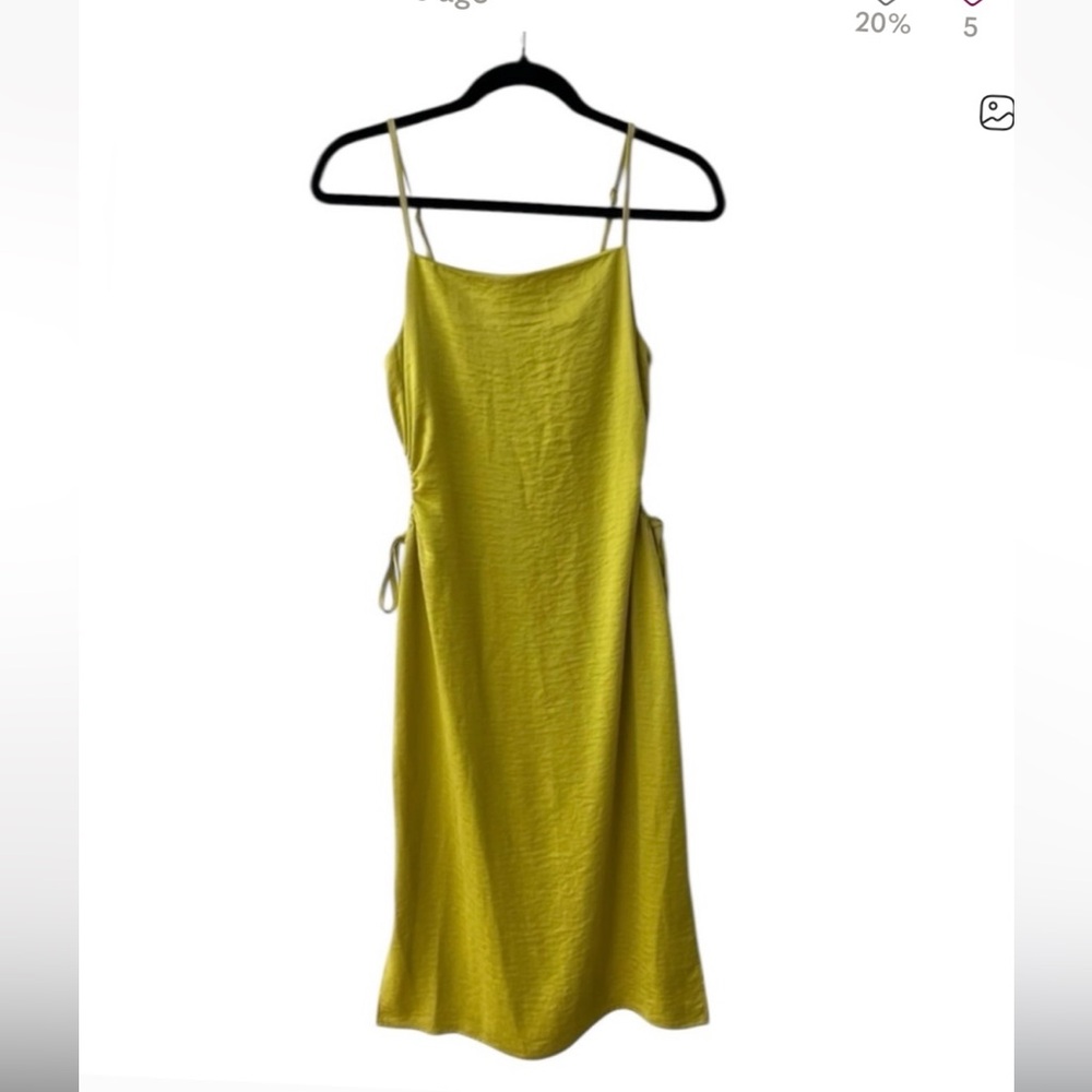 CHRISTIAN LACROIX Keyhole Satin Midi Dress Lime Yellow Size Medium NWT